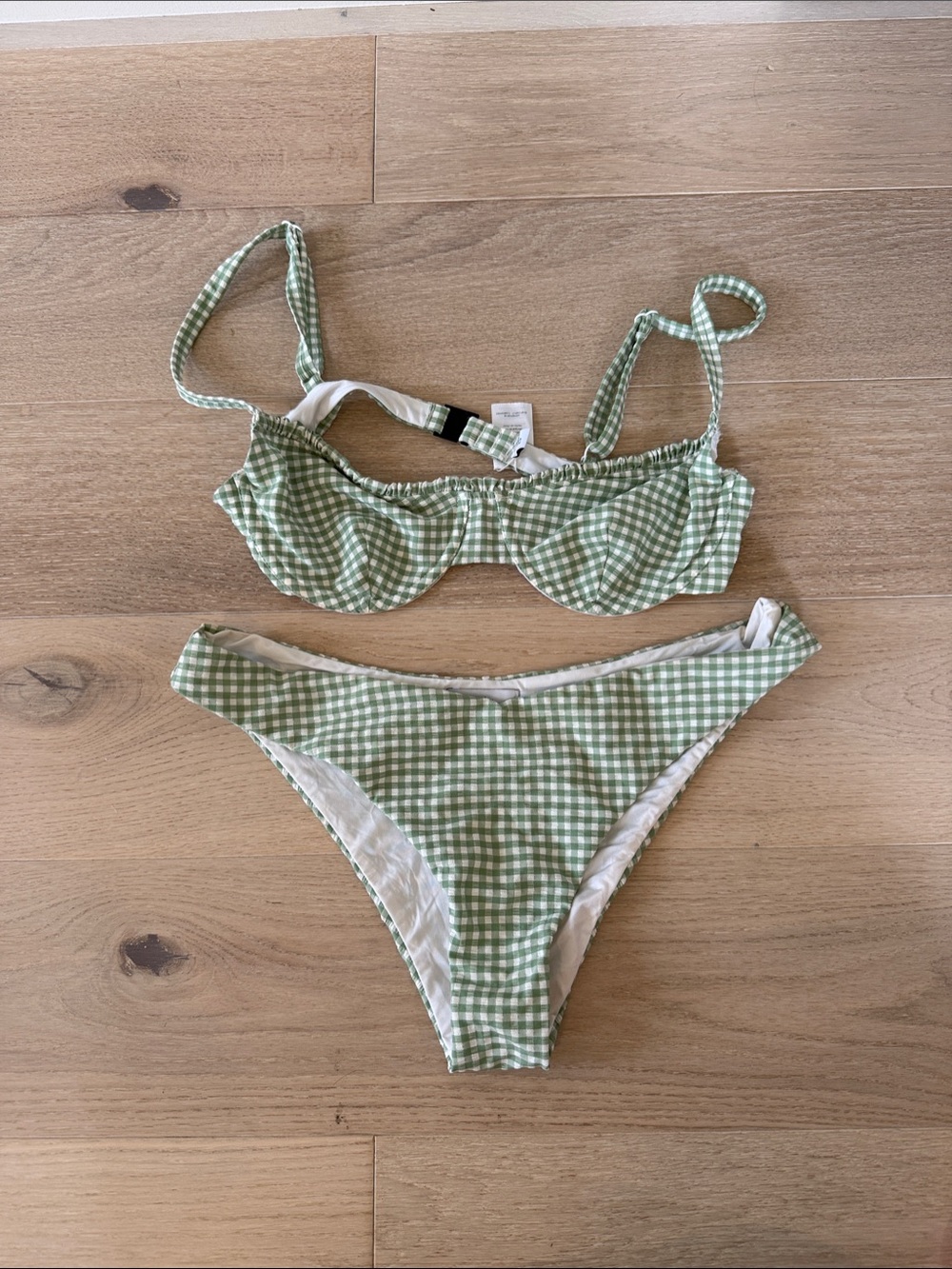 Onia Green Gingham Two-Piece Bikini